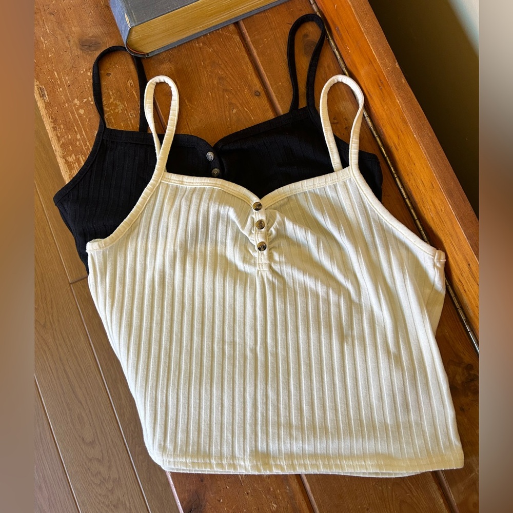 Two Topshop Ribbed Cropped Camisoles